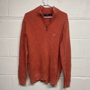 Vineyard Vines Pullover Mens Sweater Orange Cuckoo Quarter Zip Size Medium